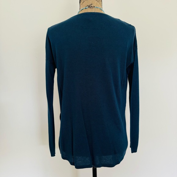 H&M Basics Womens Teal Blue Long Sleeve Crewneck Tee Shirt Size XS - Picture 4 of 8